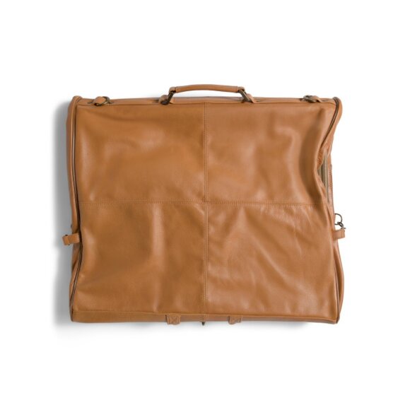 AMERILEATHER Brown Leather 23in Three Suit Garment Bag - Picture 2 of 2